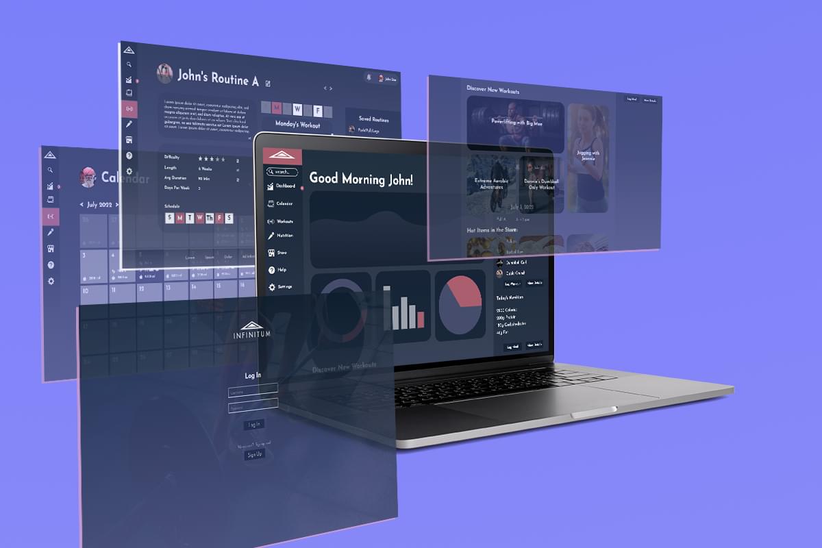 Infinitum Fitness App Desktop Mockup